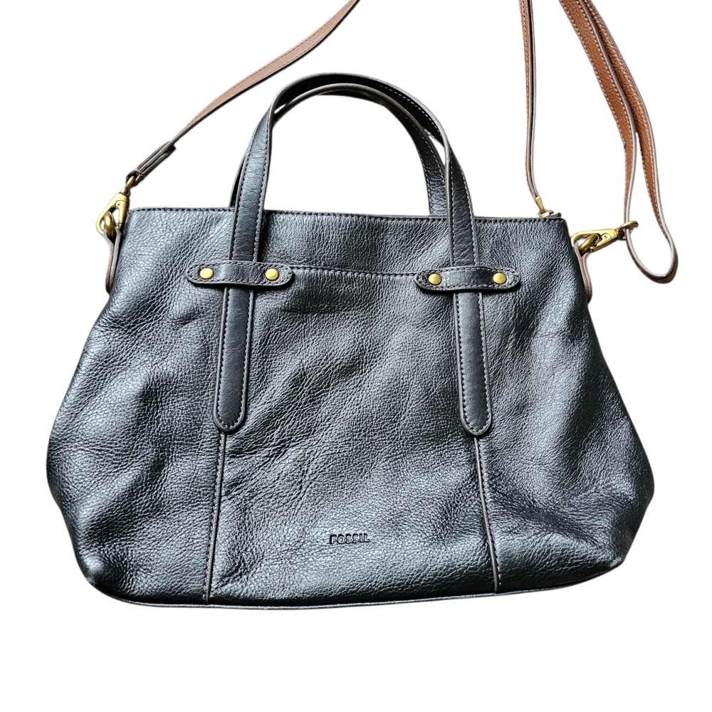 Fossil Black Leather Shoulder Crossbody Bag - Picture 2 of 8
